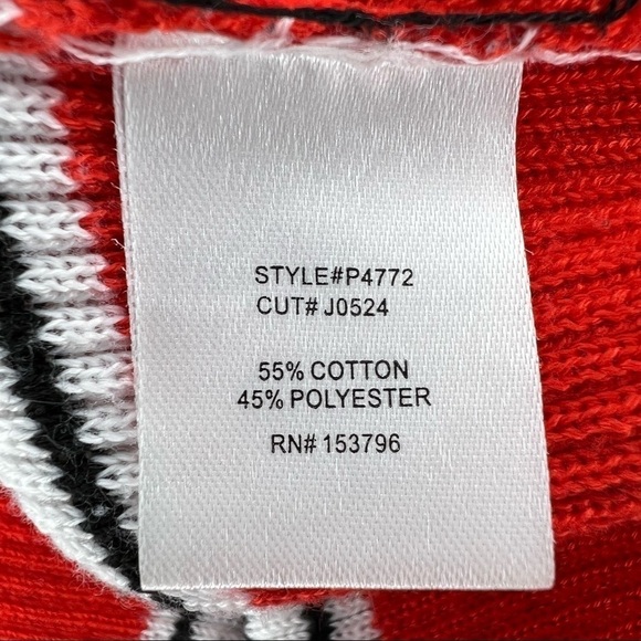 L Juniors Red Striped Long Sleeve Sweater Large 11 13 Stretch Y2k 90’s style - Picture 7 of 8